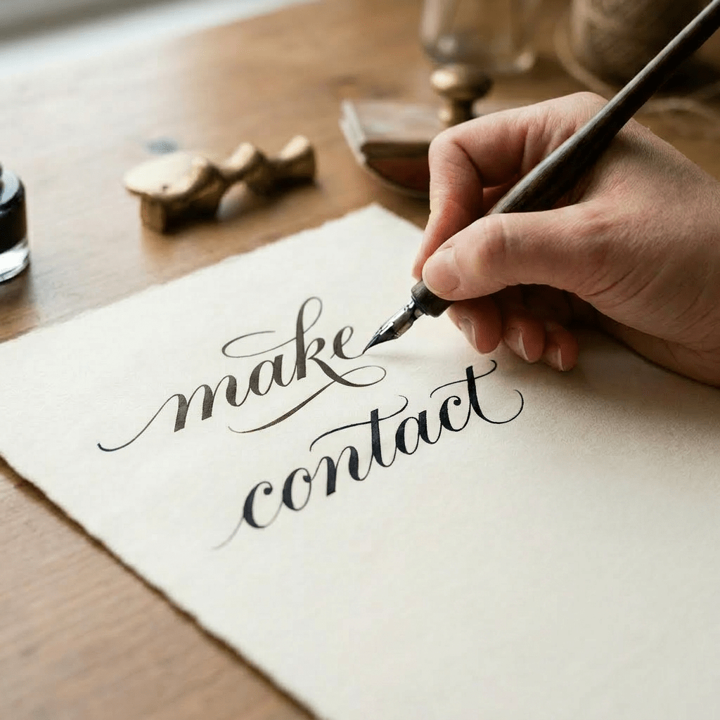 Hand writing calligraphy words Beloved Calligraphy Flourish Grace with a dip pen on paper
